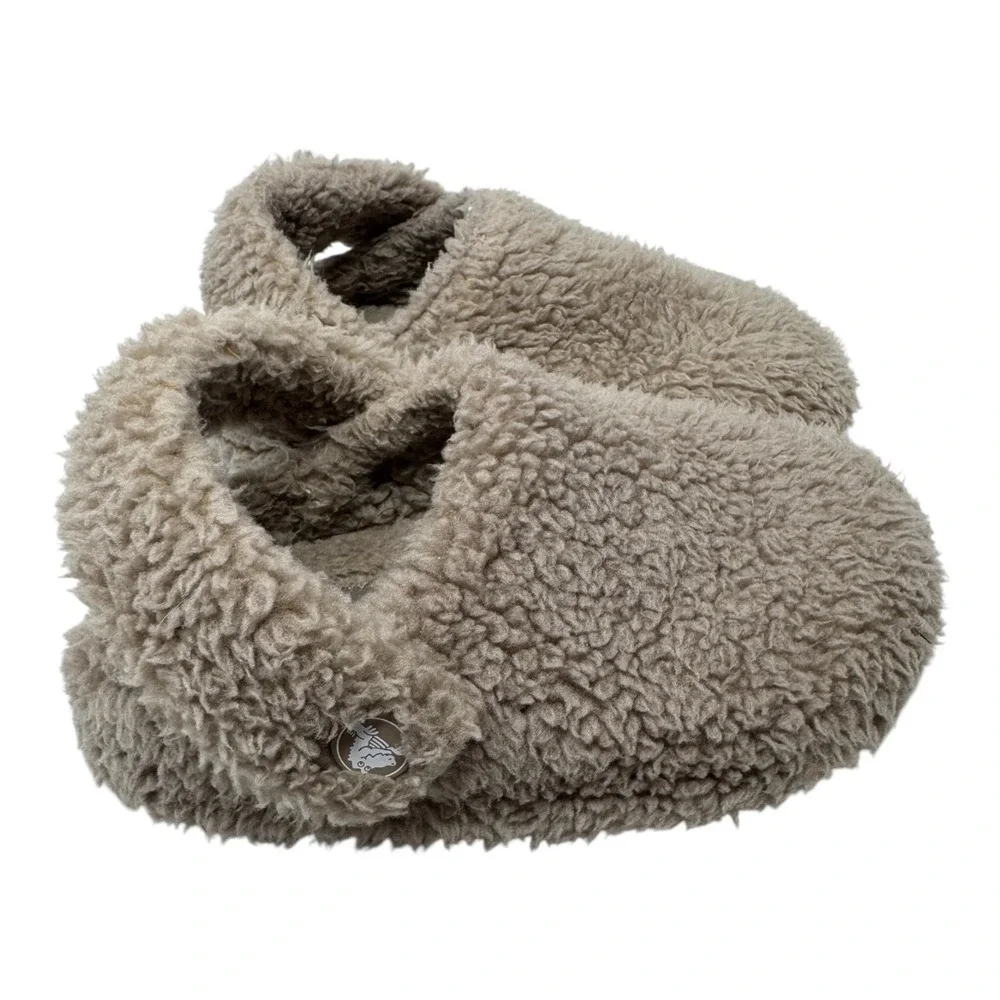 🔥Crocs Classic🤎 Fuzz-Mania Clogs Mushroom Tan Faux Fur‎ mule Slippers Kids C12